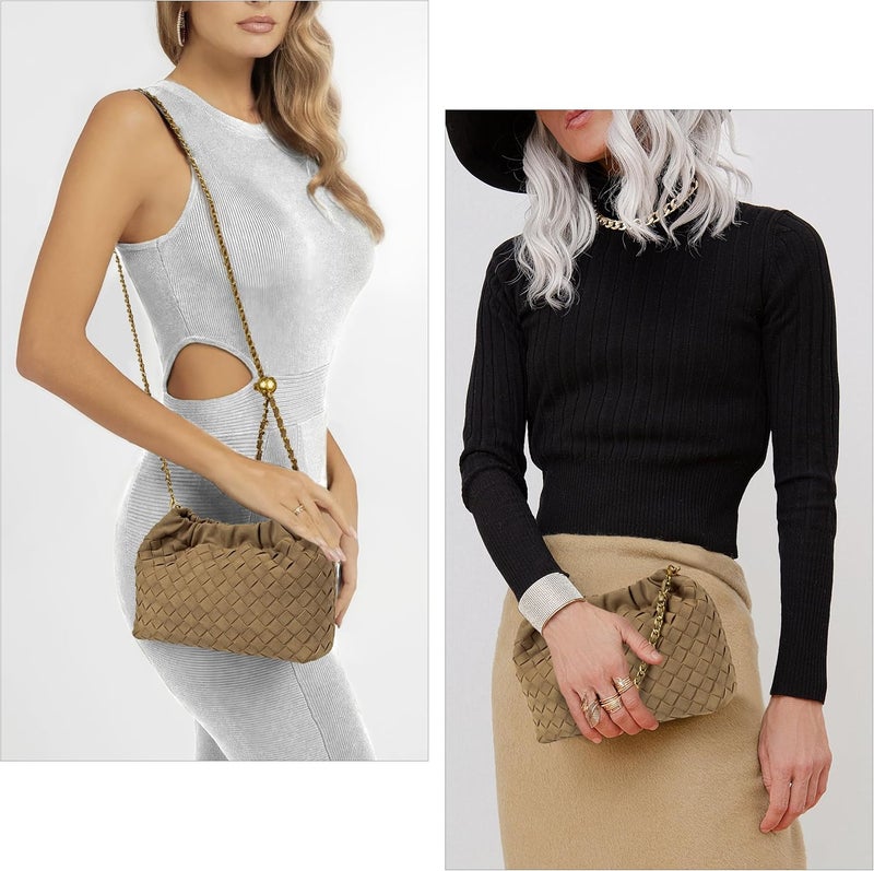 Joryin Woven Women's Crossbody Bag & Evening Purse, Trendy Dumpling Clutch & Hobo Cloud Shoulder Bag Trendy Dumpling Clutch - Image 3